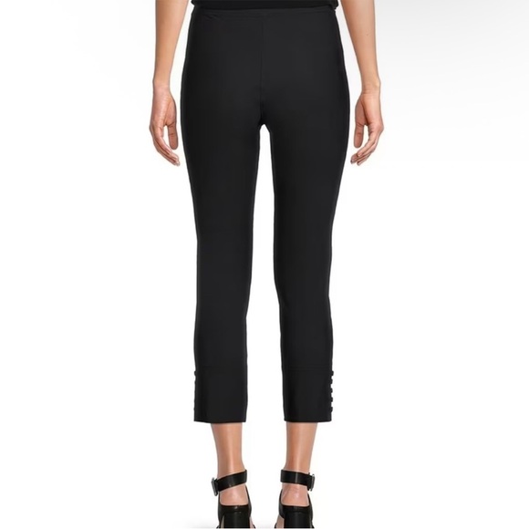 IC Collection by Connie K Button Hem Ankle Pants in Black - Picture 2 of 7